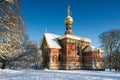 Russian chapel in the snow
