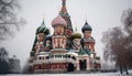 Russian chapel symbolizes spirituality and history in illuminated winter dusk generated by AI