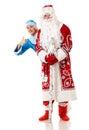 Russian Christmas characters Ded Moroz, Father Frost, and Snegurochka. Snow Maiden. Isolated Royalty Free Stock Photo