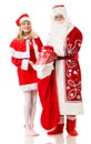 Russian Christmas characters Ded Moroz, Father Frost, and Snegurochka. Snow Maiden. Isolated Royalty Free Stock Photo
