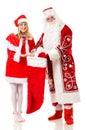 Russian Christmas characters Ded Moroz, Father Frost, and Snegurochka. Snow Maiden. Isolated Royalty Free Stock Photo