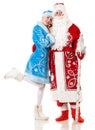 Russian Christmas characters Ded Moroz, Father Frost, and Snegurochka. Snow Maiden. Isolated Royalty Free Stock Photo