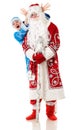 Russian Christmas characters Ded Moroz, Father Frost, and Snegurochka. Snow Maiden. Isolated Royalty Free Stock Photo