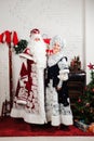 Russian Christmas characters: Ded Moroz Santa and Snegurochka snow girl. Royalty Free Stock Photo