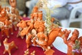 Russian clay handicraft figurines at the fair