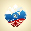 Russian coat of arms double-headed eagle. Symbol of imperial Russia flag Royalty Free Stock Photo