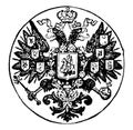 Russian Coat of Arms is a Russian seal, vintage engraving