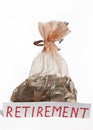 Russian coins in the bag labeled pension