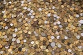 Russian coins texture, considerable quantity of coins, Russian money rouble