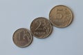 Russian coins on a white background