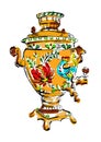 Russian colorful samovar, vector, tea