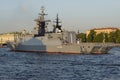 Russian corvette `Stoiky` on the Neva river. Saint Petersburg