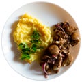 Russian cuisine dish - mashed potatoes with mushrooms