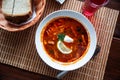 Russian cuisine - solyanka soup with ingredients