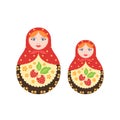 Russian culture, landmarks and symbols. Pair traditional, nested dolls.