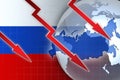 Russian currency ruble crisis - concept news background