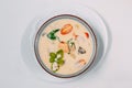 Russian dish fish soup, on a white background