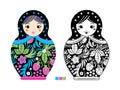 Russian doll authentic russian decorative toy matryoshka vector template Royalty Free Stock Photo