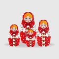 Russian dolls or matryoshka dolls. Vector illustration on background.