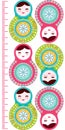 Russian dolls matryoshka on white background, pink and blue colors Children height meter wall sticker, kids measure, Growth