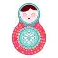 Russian dolls matryoshka on white background, pink and blue colors. Vector