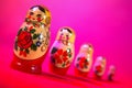 RUSSIAN DOLLS ON PURPLE BACKGROUND Royalty Free Stock Photo