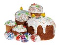 Russian Easter cake and colourful easter eggs