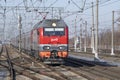 Russian electric locomotive EP2K-156 with the passenger train \