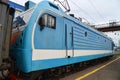 Russian electric train on a platform at railway station