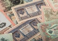 Russian empire old vintage rubles from czar Nicholas 2. Rubles with different signatures.Collectable items. Uncirculated