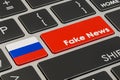 Russian fake news button, key on keyboard. 3D rendering Royalty Free Stock Photo