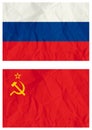 Russian falg and old USSR flag