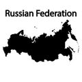 Russian Federation map filled black sign Royalty Free Stock Photo