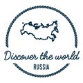 Russian Federation Map Outline. Vintage Discover. Royalty Free Stock Photo