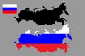 Russian federation vector map and flag. Vector illustration Royalty Free Stock Photo