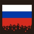 Russian flag and dipping blood.Vector illustration
