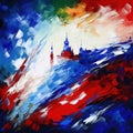 Russian flag with Kremlin impressionist concept generative AI Royalty Free Stock Photo