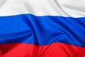 Russian flag made of silk Close-up