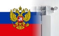 Russian flag and metal radiator Royalty Free Stock Photo