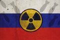 Russian flag and nuclear bombs concept