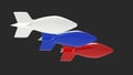 Russian flag represented as flying missiles. 3D illustration.