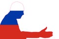 Russian Flag and silhouette of Vladimir Putin figure