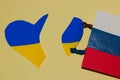 the Russian flag takes the Ukrainian heart, a creative illustration of seizing territory, PEACE