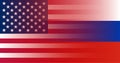 Russian and flag USA in gradient superimposition. Vector