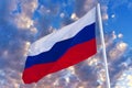 Russian flag waving in the wind over blue sky Royalty Free Stock Photo