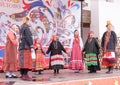 The Russian folk ensemble performs on stage in the Izmailovo Kremlin.