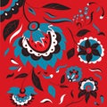 Russian folk floral background in Khokhloma style