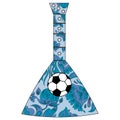 Russian folk musical instrument balalaika and soccer ball. Theme football in Russia.