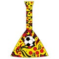 Russian folk musical instrument balalaika and soccer ball. Theme football in Russia.