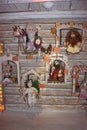 Russian folk tales characters in a Russian hut (Kostroma city)